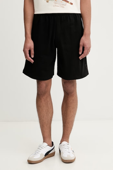 Baron Filou szorty dresowe męskie bawełniane czarne regular waist 000015088