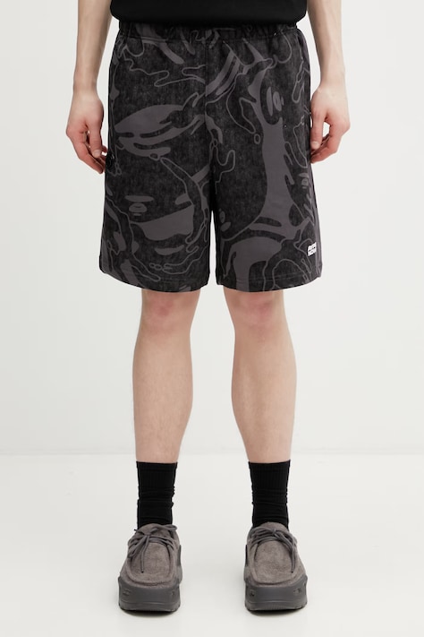 AAPE szorty dresowe z bawełną męskie czarne regular waist AAPSPMC684XXQ