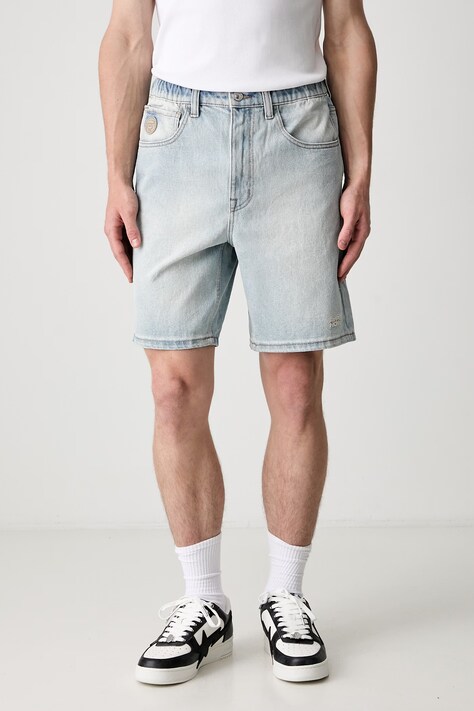 AAPE szorty jeansowe męskie niebieskie regular waist AAPSPMC678XAQ