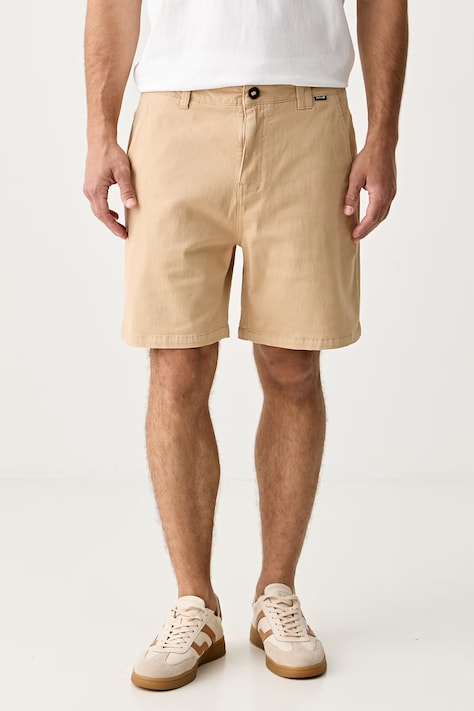 Hurley szorty chino męskie bawełniane z elastanem beżowe regular waist MWEU00004