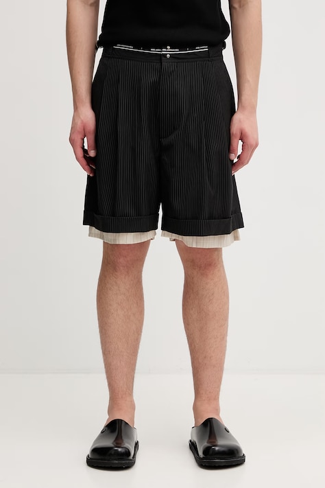 Andersson Bell Inside-Out Stripe Layered σορτς κομψά ανδρικά με βισκόζη μαύρα κανονική apa905m
