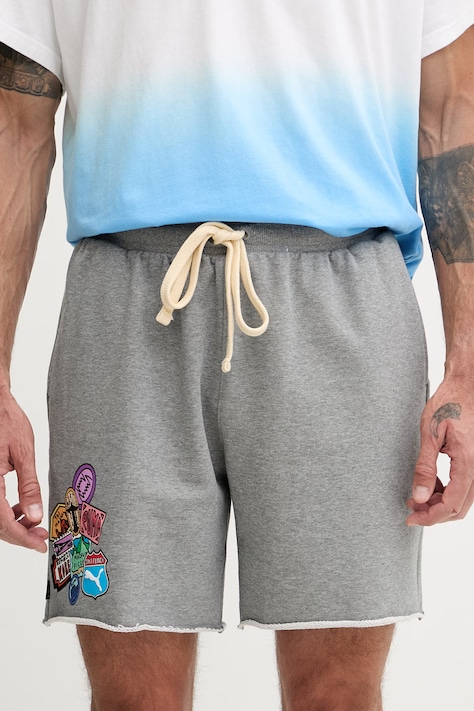 Puma teplákové šortky bavlnené ATW Dylan Terry sivé regular waist 635063
