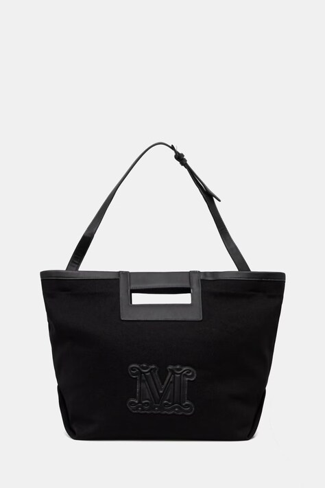 Max Mara Beachwear torba plażowa damska bawełniana ecru czarna 2616511039600