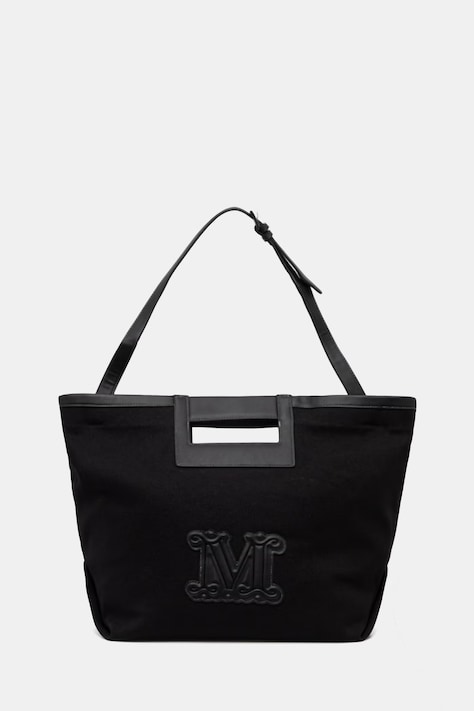 Max Mara Beachwear torba plażowa damska bawełniana ecru czarna 2616511039600