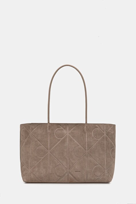 Τσάντα σουέτ Calvin Klein χρώμα: μπεζ, LV04F3334G