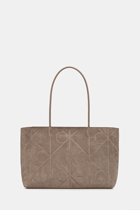 Τσάντα σουέτ Calvin Klein χρώμα: μπεζ, LV04F3334G