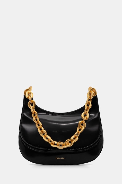 Δερμάτινη τσάντα Calvin Klein χρώμα: μαύρο, LV04F3403G