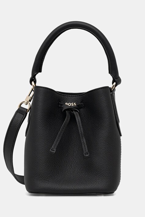 Δερμάτινη τσάντα BOSS Lenah SM Bucket χρώμα: μαύρο, 50557980