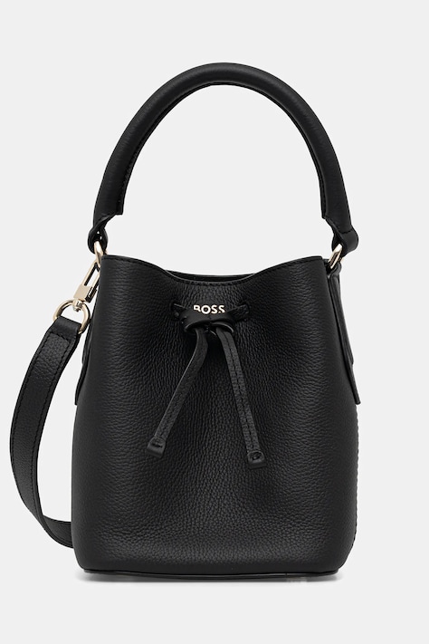 Δερμάτινη τσάντα BOSS Lenah SM Bucket χρώμα: μαύρο, 50557980