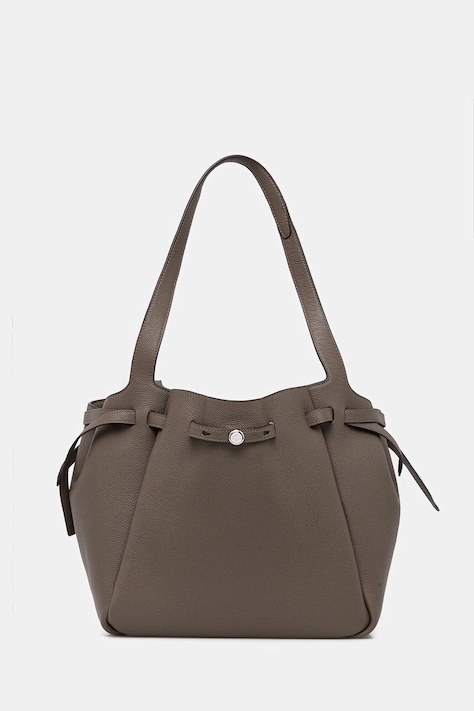 Кожена чанта Tory Burch Romy Pebbled Tote Rommy в кафяво 163388-001