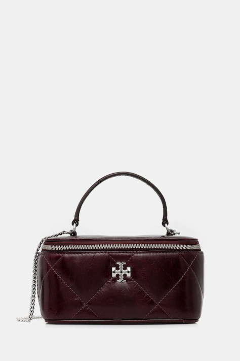 Tory Burch poșetă de piele Kira Diamond culoarea bordo, 174394-500