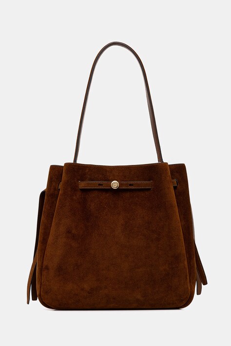Tory Burch torebka zamszowa Romy Suede kolor brązowy 179987-200