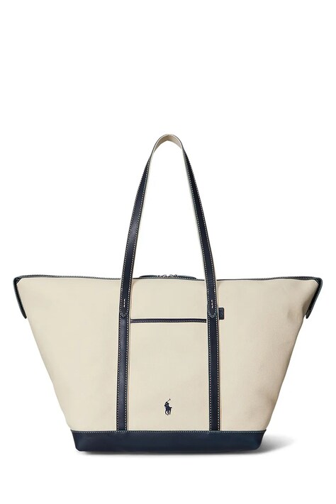 Βαμβακερή τσάντα Polo Ralph Lauren χρώμα: μπεζ, 428973072