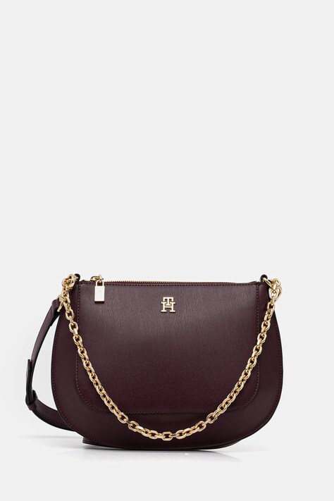 Tommy Hilfiger torebka skórzana kolor bordowy AW0AW18143