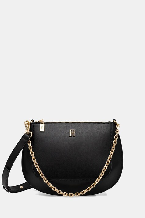 Tommy Hilfiger torebka skórzana kolor czarny AW0AW18143