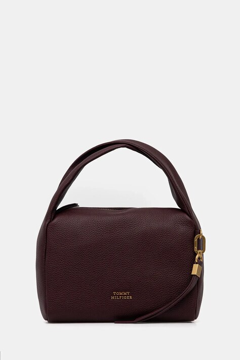 Tommy Hilfiger torebka skórzana kolor bordowy AW0AW18150