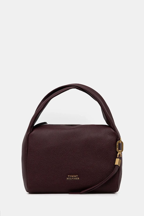 Tommy Hilfiger torebka skórzana kolor bordowy AW0AW18150