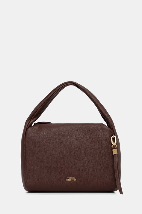 Tommy Hilfiger torebka skórzana kolor brązowy AW0AW18152