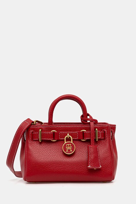 Tommy Hilfiger torebka skórzana kolor czerwony AW0AW18167