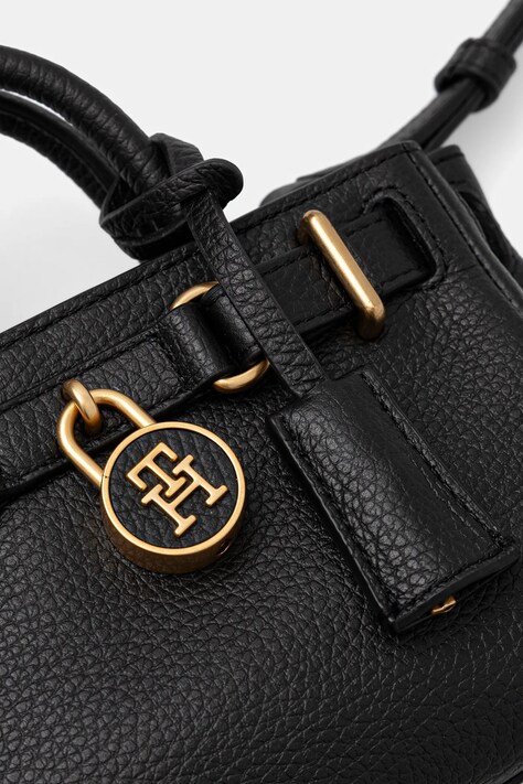 Tommy Hilfiger torebka skórzana kolor czarny AW0AW18167