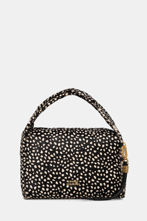 Tommy Hilfiger torebka skórzana kolor czarny AW0AW18230