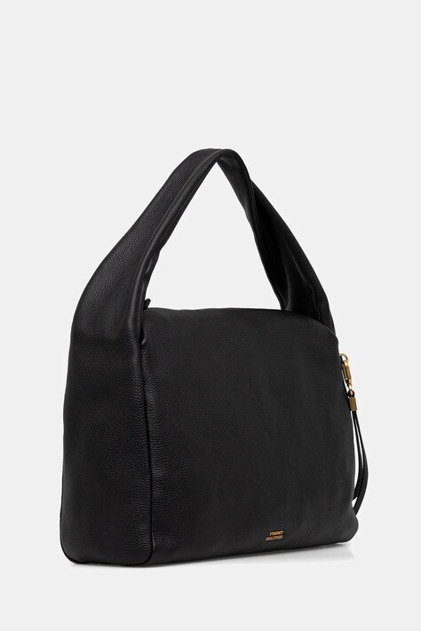 Tommy Hilfiger torebka skórzana kolor czarny AW0AW18285