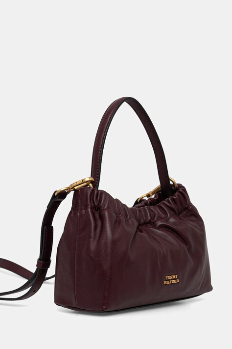Tommy Hilfiger torebka skórzana kolor bordowy AW0AW18306