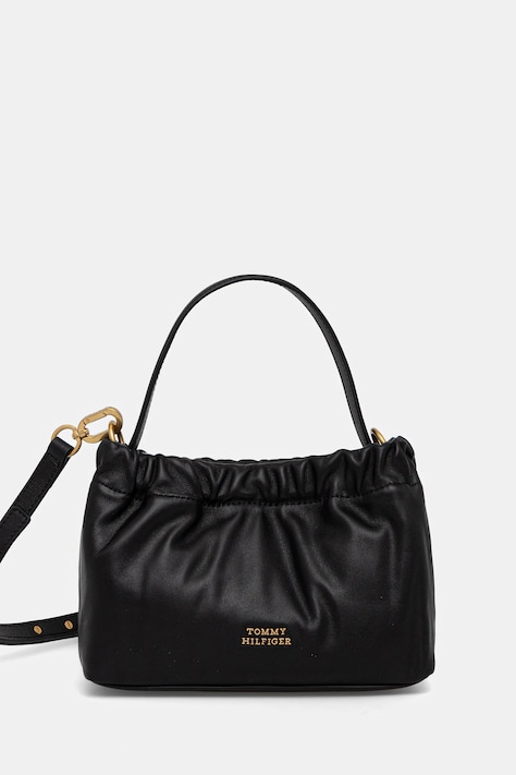 Tommy Hilfiger torebka skórzana kolor czarny AW0AW18306