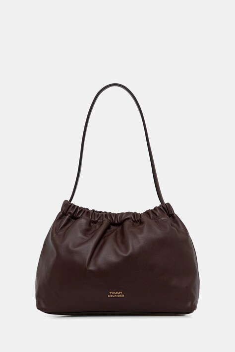 Tommy Hilfiger torebka skórzana kolor brązowy AW0AW18307