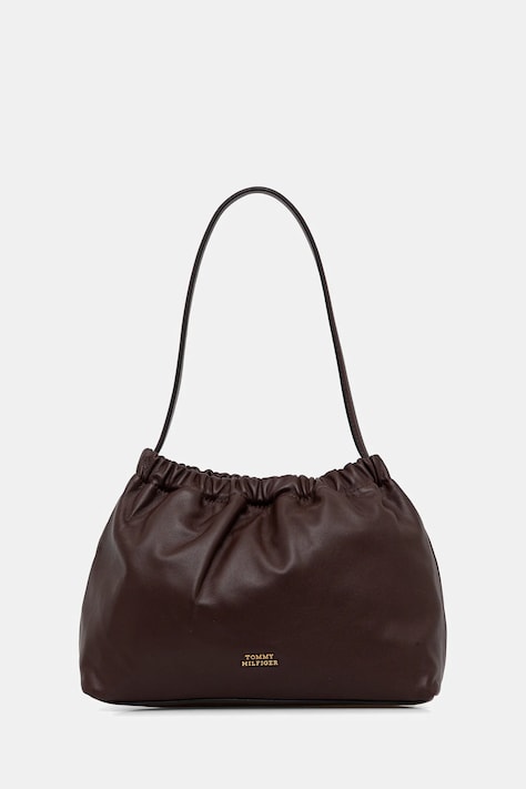 Tommy Hilfiger torebka skórzana kolor brązowy AW0AW18307