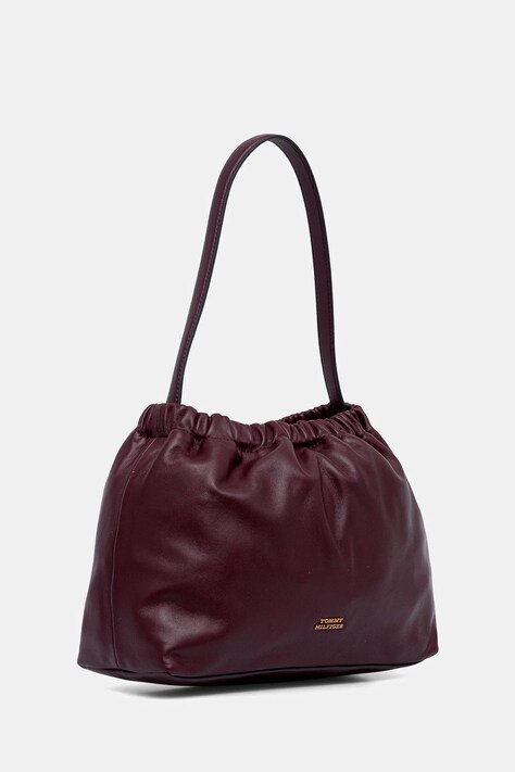 Tommy Hilfiger torebka skórzana kolor bordowy AW0AW18307