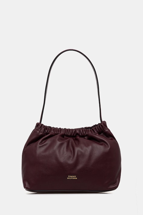Tommy Hilfiger poșetă de piele culoarea bordo, AW0AW18307