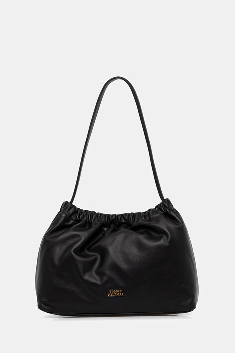 Tommy Hilfiger torebka skórzana kolor czarny AW0AW18307