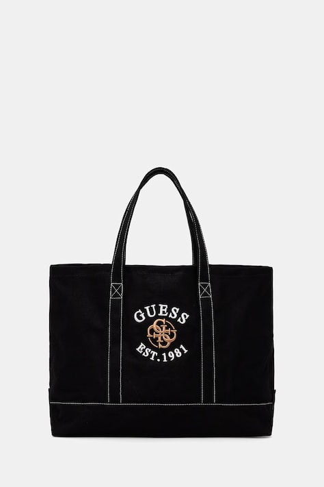 Bavlnená taška Guess čierna farba, V6RZ04 WL000