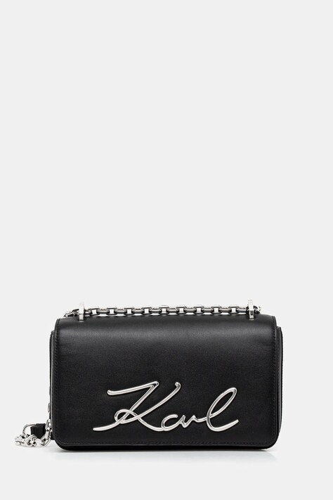 Δερμάτινη τσάντα Karl Lagerfeld K/SIGNATURE χρώμα: μαύρο, B1W30046