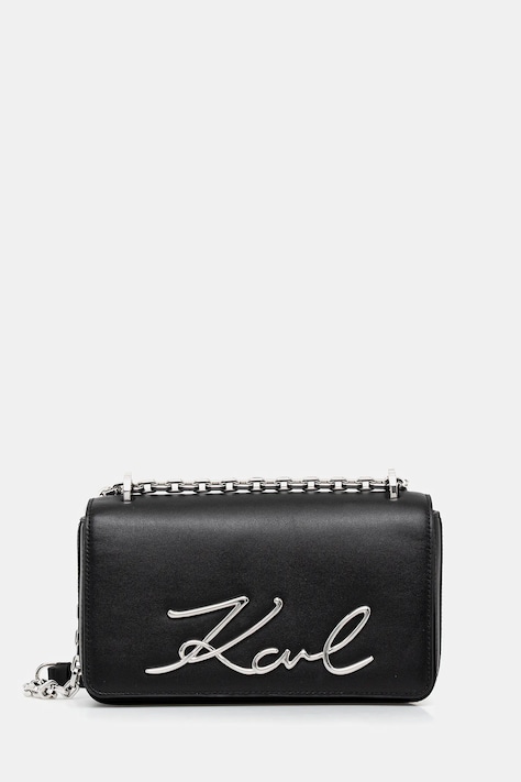 Karl Lagerfeld torebka skórzana K/SIGNATURE kolor czarny B1W30046