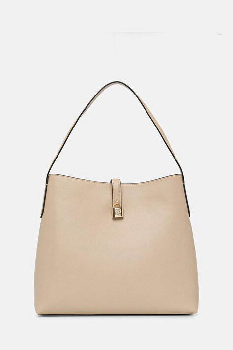 Δερμάτινη τσάντα Karl Lagerfeld K/AUTOGRAPH χρώμα: μπεζ, B1W30096