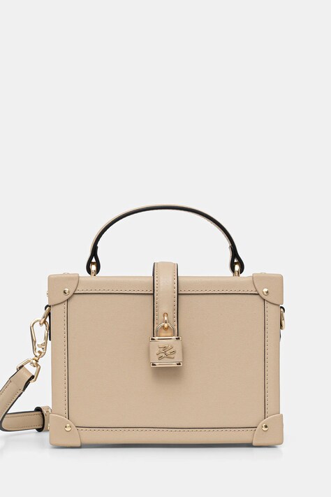 Karl Lagerfeld torebka skórzana K/AUTOGRAPH kolor beżowy B1W30100