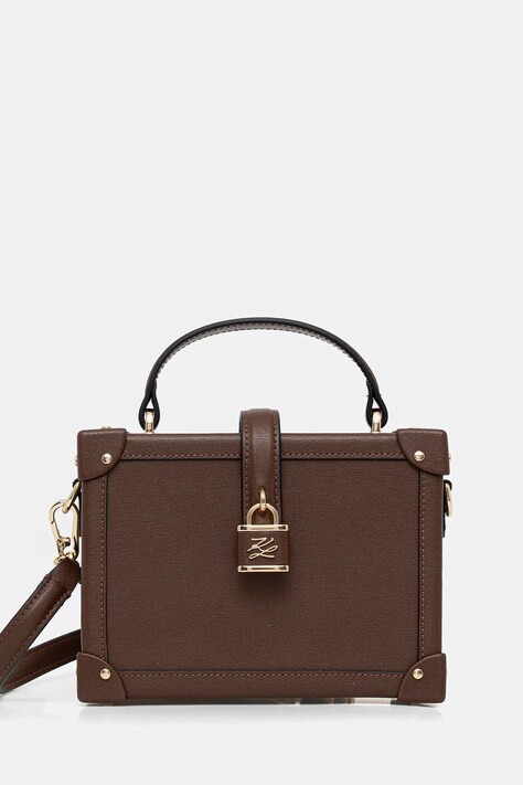 Karl Lagerfeld torebka skórzana K/AUTOGRAPH kolor brązowy B1W30100