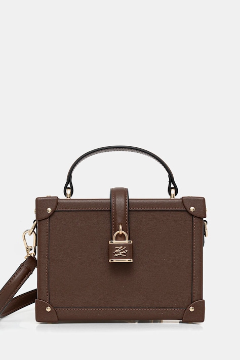 Karl Lagerfeld torebka skórzana K/AUTOGRAPH kolor brązowy B1W30100