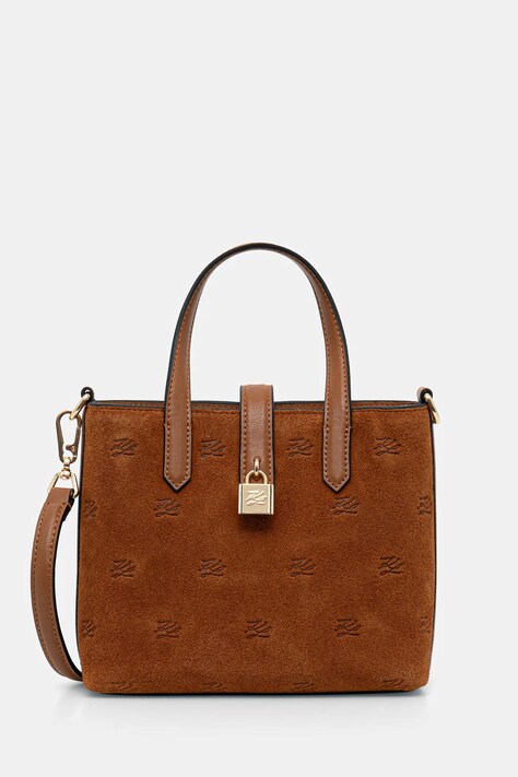 Karl Lagerfeld torebka zamszowa K/AUTOGRAPH kolor brązowy B1W30104