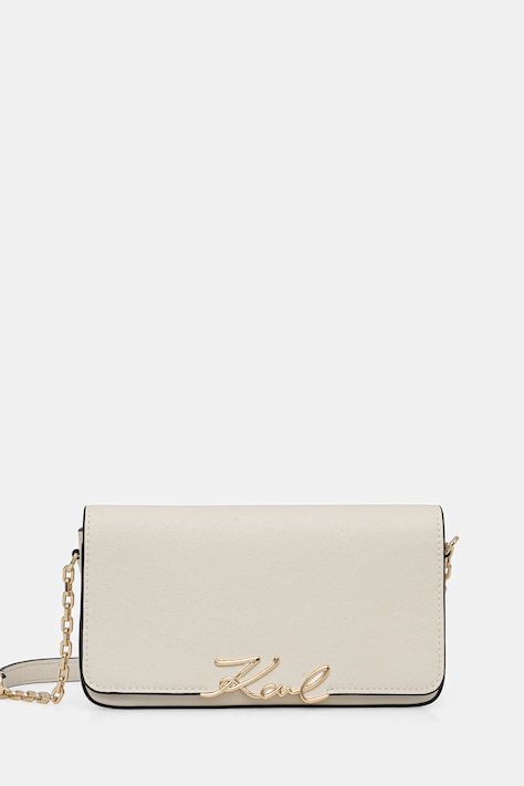 Karl Lagerfeld torebka skórzana K/SIGNATURE kolor biały B1W32037