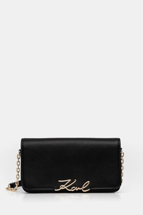 Karl Lagerfeld torebka skórzana K/SIGNATURE kolor czarny B1W32037