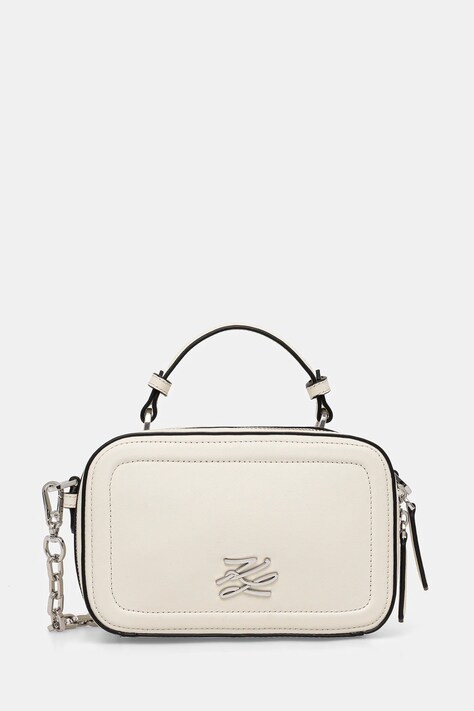 Karl Lagerfeld torebka skórzana K/AUTOGRAPH kolor biały B1W30269