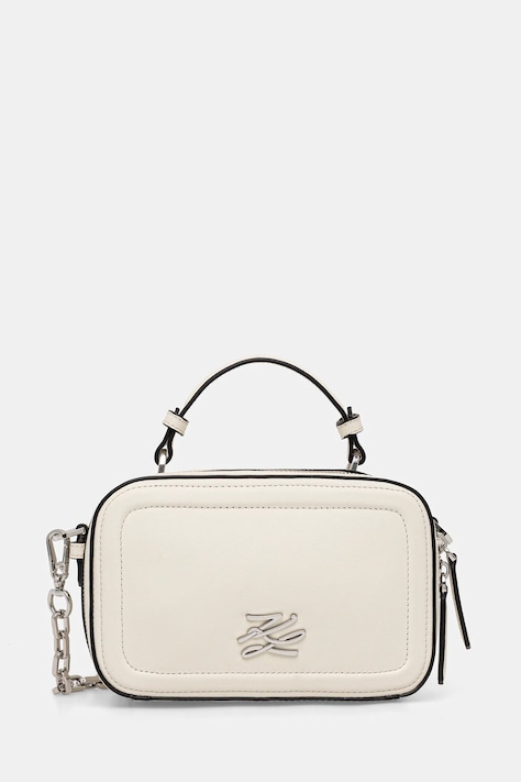 Karl Lagerfeld torebka skórzana K/AUTOGRAPH kolor biały B1W30269