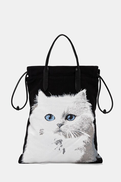 Karl Lagerfeld geantă de bumbac IKON culoarea alb, B1W50058