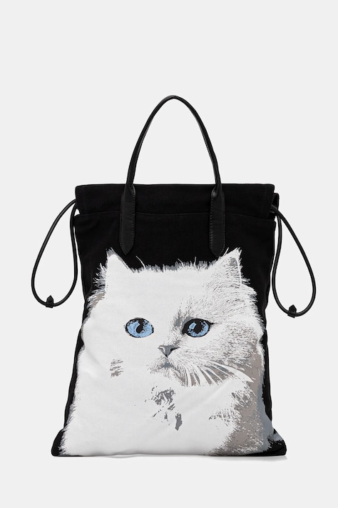 Karl Lagerfeld torebka bawełniana IKON kolor czarny B1W50058