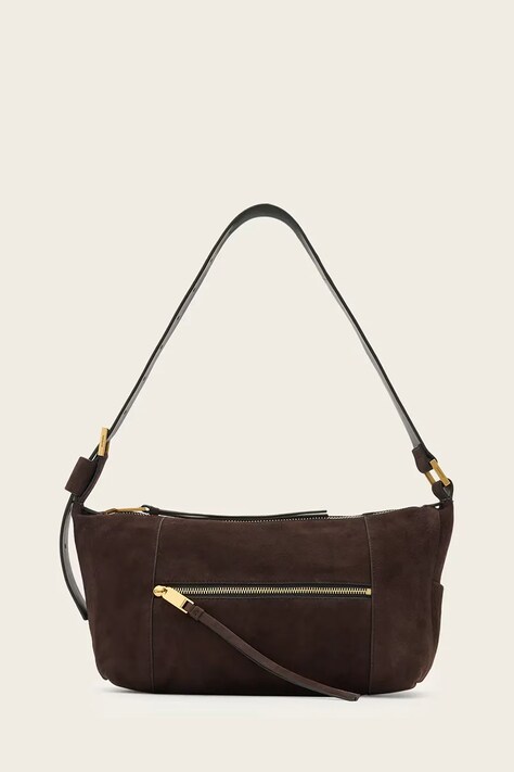 AllSaints torebka zamszowa kolor brązowy W346XD