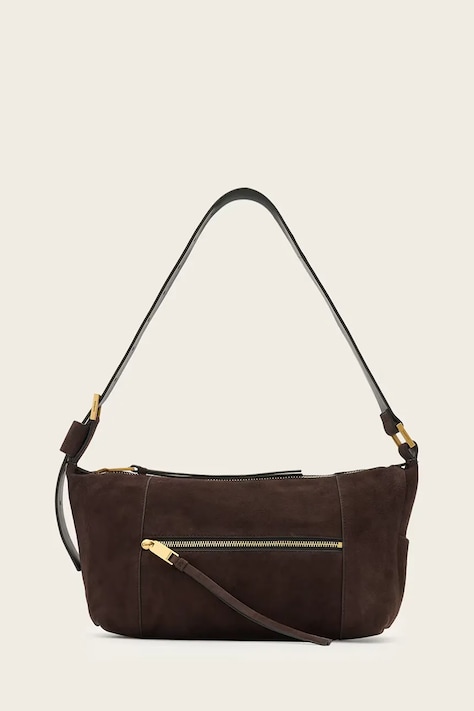 AllSaints torebka zamszowa kolor brązowy W346XD