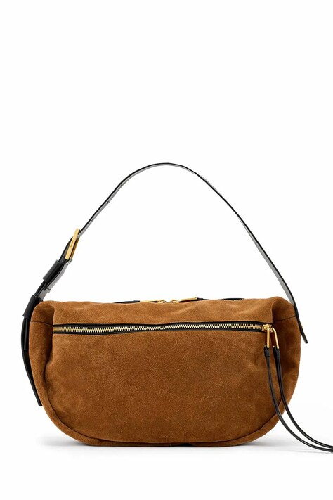 AllSaints torebka zamszowa kolor brązowy W568XD